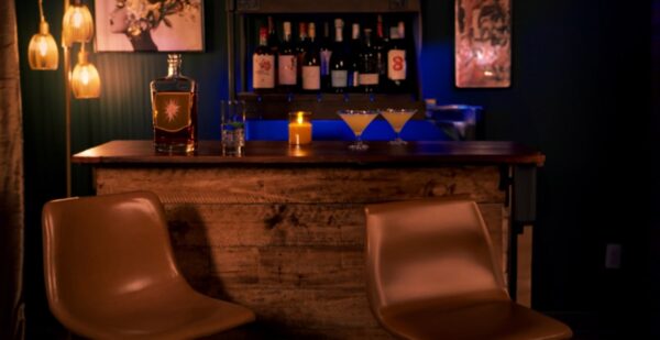 Moody bar set with warm lighting