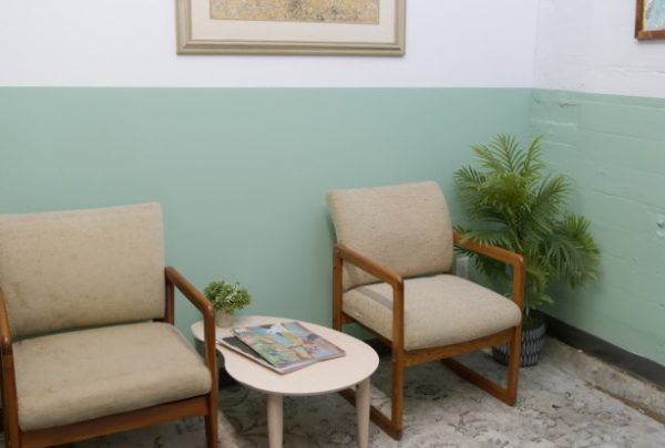 Neutral waiting room with chairs